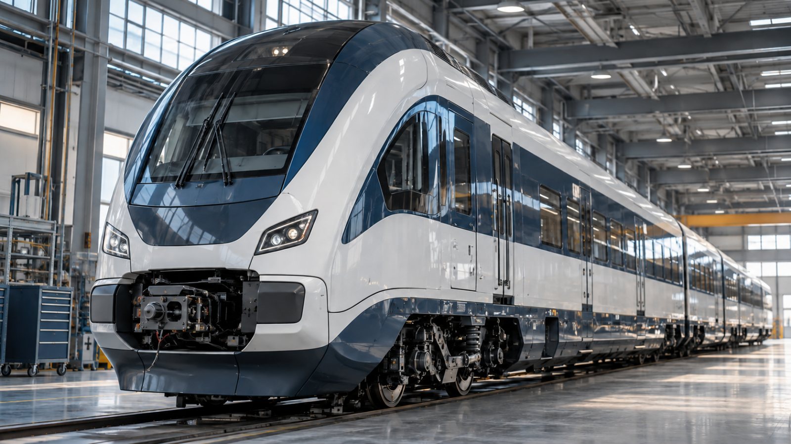 Bahn- und Verkehrstechnik: Triebzug in der Werkhalle